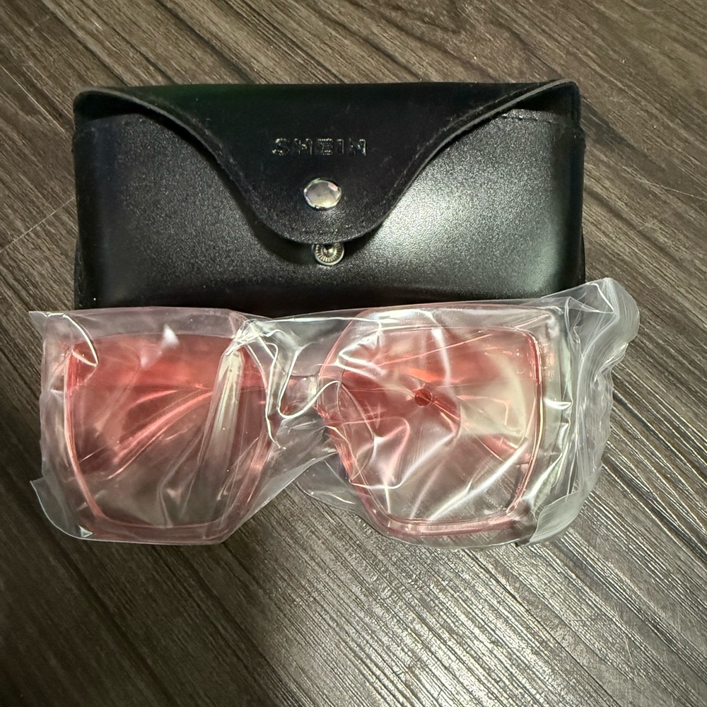 Pink Sunglasses with Black Case